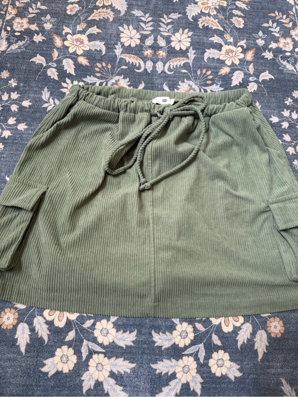 BP Green Corduroy Utility Pocket Tie Waist Mini Skirt Gorpcore Size S